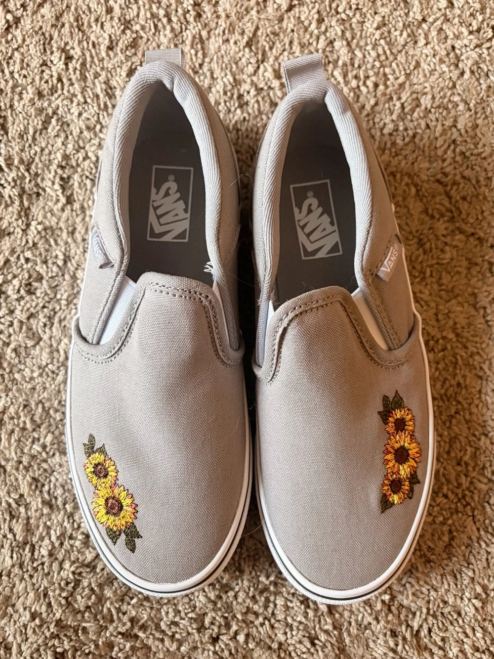 🌻Vans Asher Sunflower Grey Kids' Slip-On Shoes